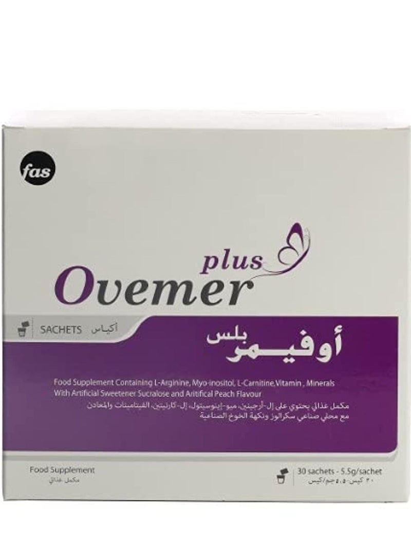fas Ovimer Plus L-Arginine Dietary Supplement for Fertility & Circulatory Health – 30 Sachets - Image 2